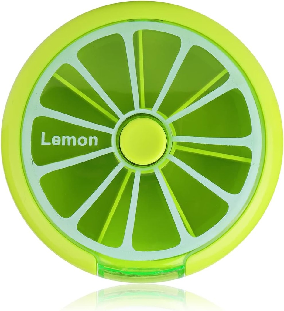 Creative Portable Mini 7 Day Weekly Circular Shape Rotary Fruit Style Pill Θήκη Αποθήκευσης Χάπια (Lemon)