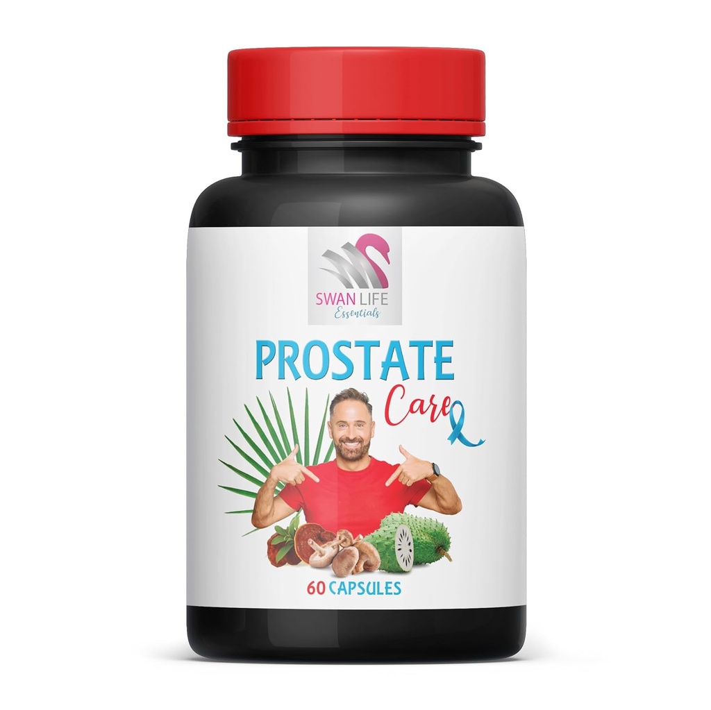 Prostatas atbalsta papildinājums vīriešiem - PROSTATE CARE PILLS - nātru lapas, zāģis Palmetto, sarkanais aveņu, Graviola, zaļā tēja lapa, maitake sēnes, Reishi, šitake sēnes, vitamīns B-6, 1 B 60 Caps