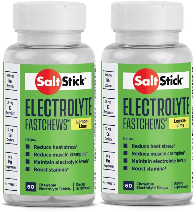SaltStick Fastchews 60 Conde Electrolyte Substitución Zesty Lemon Lime 2 Pack (120 Táboas totais)