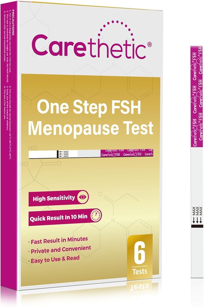 [6 Pack] Carethetic Menopause Test Kit - Rapid FSH Test Strips for at-Home Menopause Stage Monitoring, High-Sensitivity Results