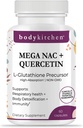 Be Kitchen Mega NAC (N-Acetyl Cysteine) 600 mg with Quercetin, Supports Respiratory Health and Immune Function and Promotes Liver and Kidney Detox, Veggie Caps, (Pack of 1)