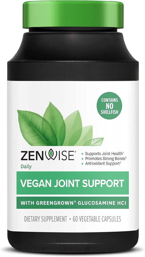 Zenwise Health Certified Vegan Joint Support Supplement - Glucosamine HCl, Turmeric en Boswellia Extract - Ondersteunt Bone Health + joints-Magnesium & vitamine D (D3 als Cholecalciferol) - 60 capsules