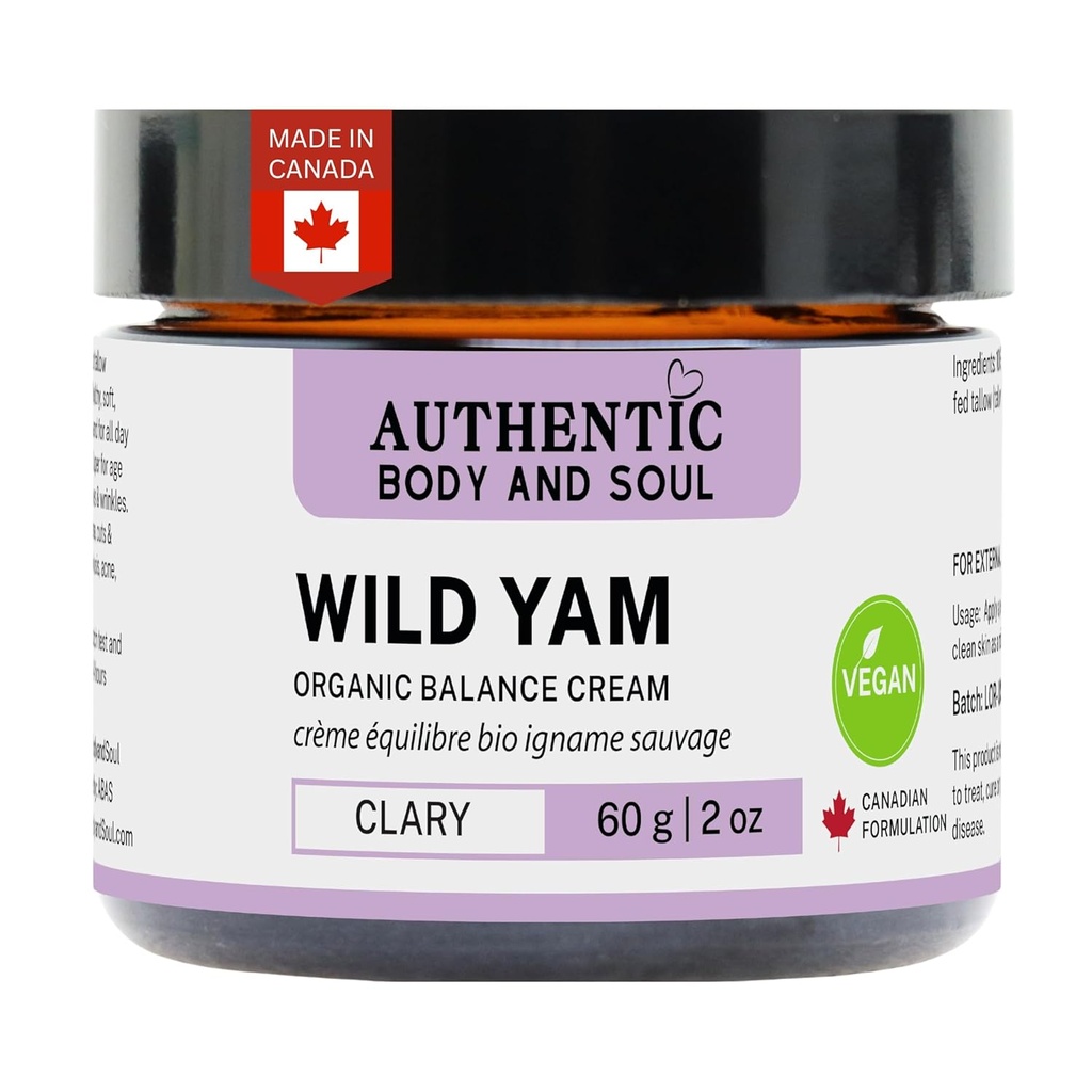 Authentic Organic Wild Yam Root Balancing Cream for Women with Premium Herbal Botanical, Yam Cream, Wild Yam Skin Care, 모든 성분 인증 Vegan (VEGAN Clary Blend)