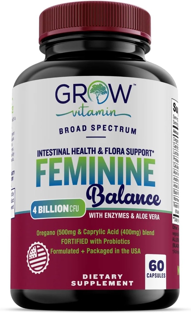 Femininin Balance Complex 124; Candida Supporting - 124; Oregano & Capinate Acid Blend - 124; Vaginal Detox & Cleanse Probiotics - 124; Támogatja az Egészséges Intestinal Flora & Immune Function