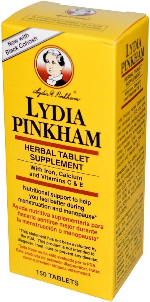 Lydia Pinkham Herbal Comprimido Suplemento 150 Comprimidos (Pacote de 3)