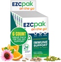 EZC Pak On The Go Immune System Booster koos Echinacea, C-vitamiini, tsingi, immuunsuse tugilisandiga, täiskasvanute immuunsuse vitamiinidega, reisi-sõbraliku pakendiga, taimetoitlasega, gluteenivaba - 6 pakendiga