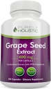 Purely Holistic Grape Extract 20,000mg - 250 Vegan Capsules - 8 + Bulan Suply - Standardisasi ke 95% Polyphenol - 400 mg per Capsule - Maximum Grapeseed - Non-GMO & Pestisida Bebas
