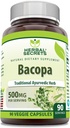 Herbal Secrets Bacopa Powder 500 Mg 90 Veggie Capsule Supplemento | Non OGM | Gluten Free | Made in USA
