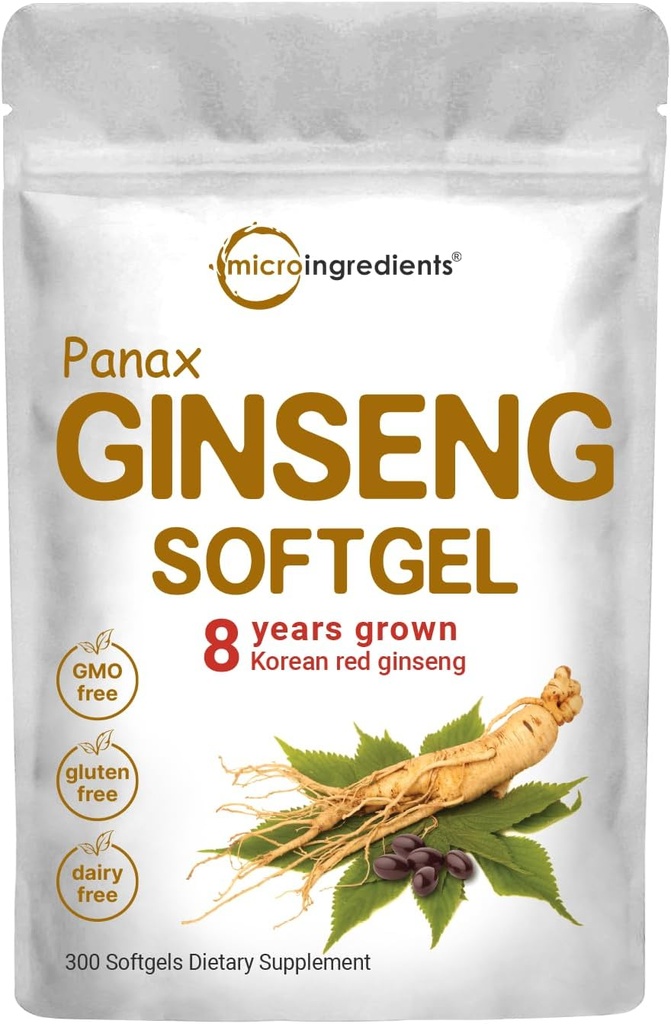 Micro Materialss Red Panax Ginseng Supplement 6.000mg Per Servis, 300 Softgels | Yüksek Potency Korean Reality Root Extract with Active Ginsenosides | Supports Energy & Immune Health | Non-GMOMO