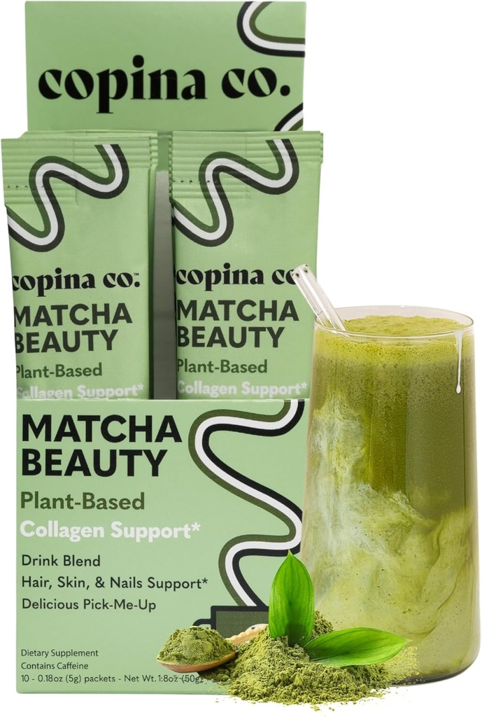 Copina Co. Matcha Beauty Vegan Collageen Booster Drink Blend: Plant Based Collageen Ondersteuning Smoothie Drink Vegan Blend Variety Pack 