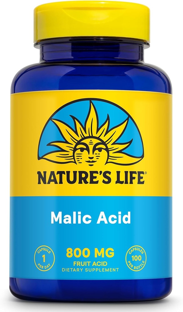 L'àcid de la vida Malic 800 mg Manveen Chelabtion Agent May help support Energy & Mucles Conforting No gluten, No-GMO Libt 100