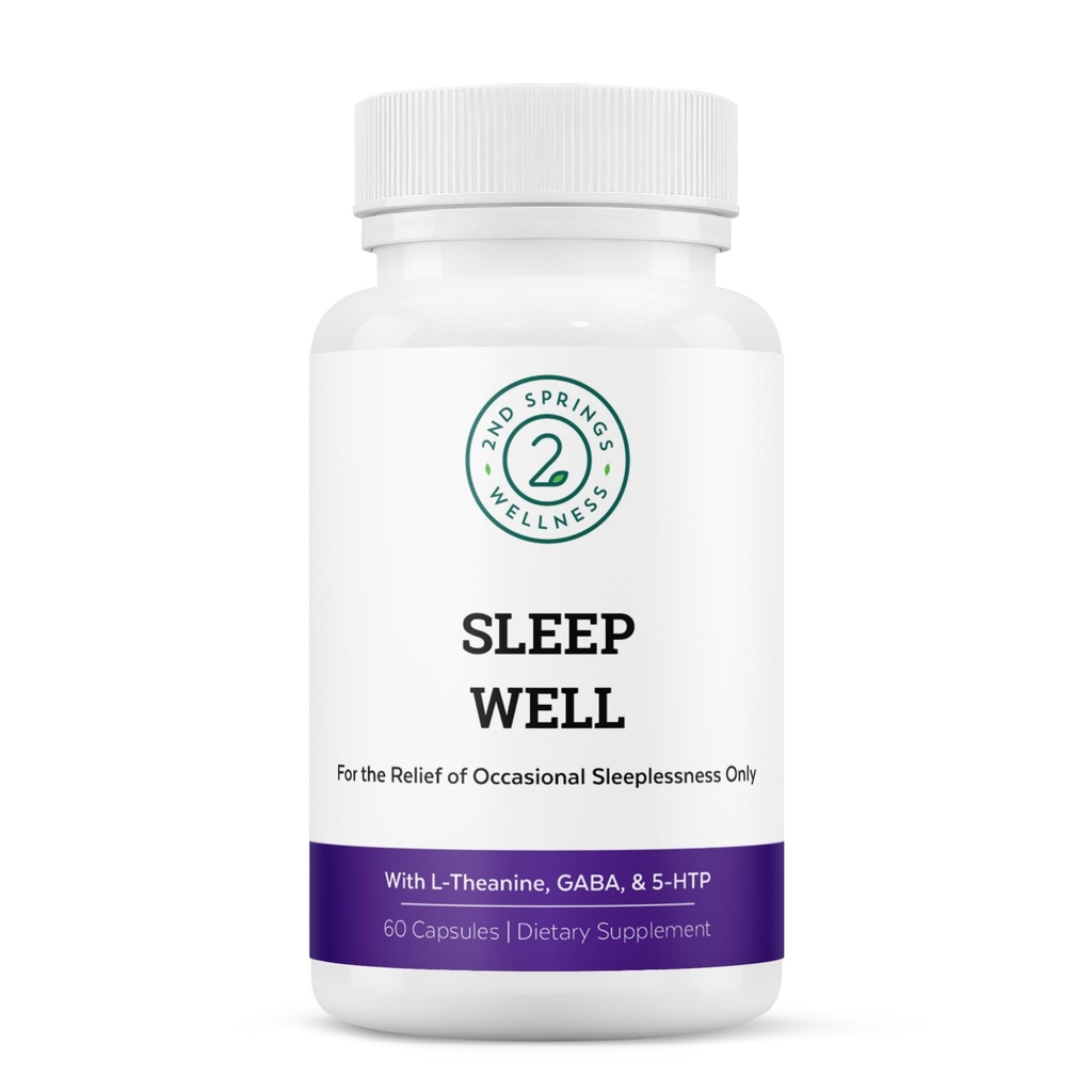 Sleep Well Calmness & Relaxing Support Formula - Powerful Blend with Magnesium, L-Theanine, GABA, and Melatonin - Enhances Relaxation + Promotes Healthy Sleep Patterns - 60 Capsules