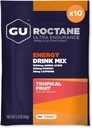GU Energy Roctane Ultra Endurance Energy Drink Mix, Vegan, Gluten-Free, Kosher, 35mg de cafeína, e Dairy-Free n-the-Go Energia para qualquer treino, 10 pacotes de serviço único, Frutas tropicais