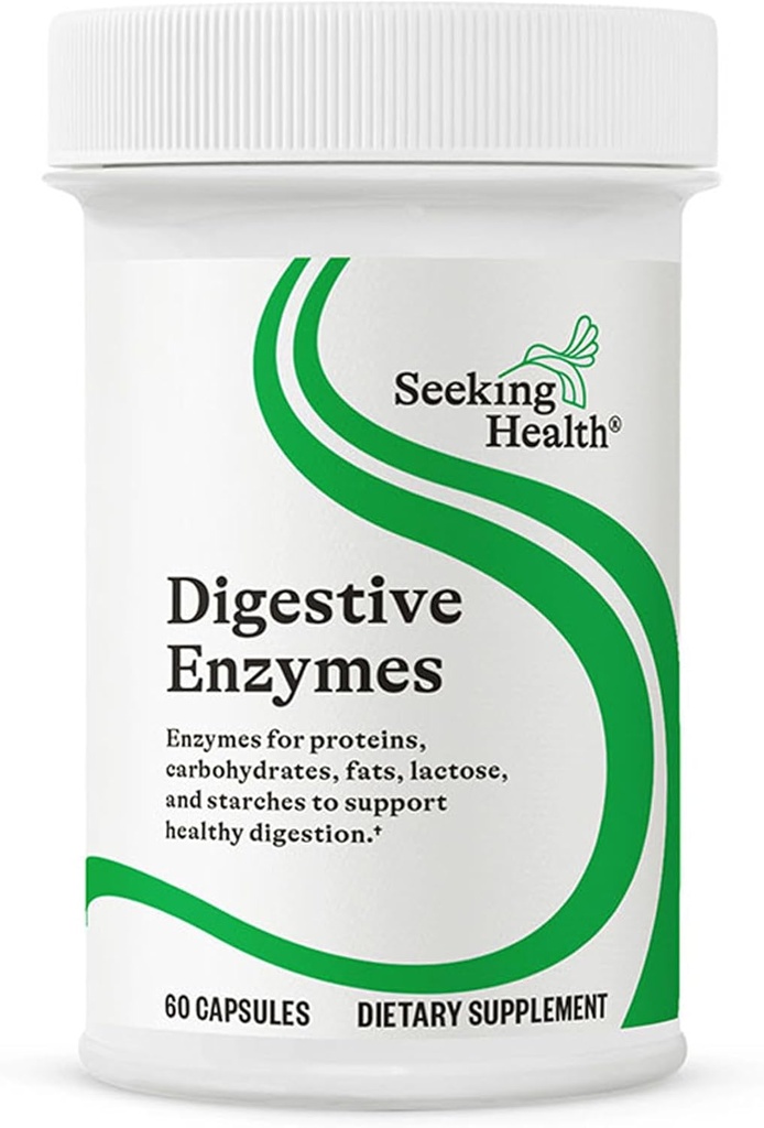 Recherche d'enzymes digestives pour la santé- Enzymes pour les protéines, les glucides, les graisses, la lactose et les amidons pour soutenir la digestion saine- 60 Capsules