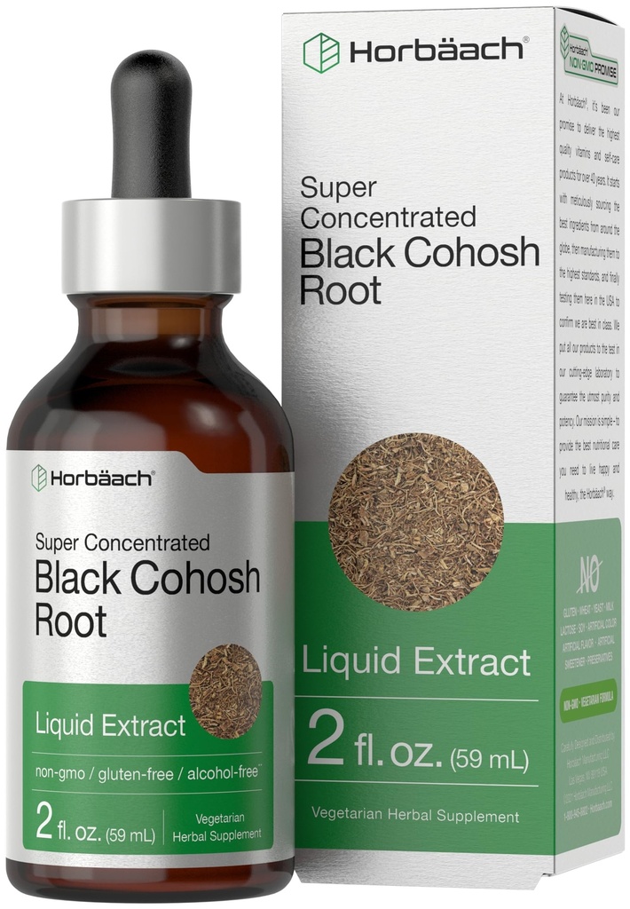 Horbäach Black Cohosh Root Tincture | 2 fl oz | Liquid Extract | Alcohol Free Herb Drops | Vegetarian | Non-GMO, Gluten Free Supplement