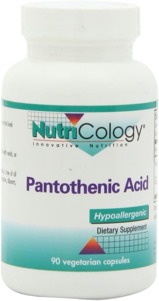 Nutricology Pantothenic Acid - Kişilər və Qadınlar üçün Vitamin B5, Cila, 500mg Ekstr, Pure, Organic, Vegetarian Capsules - 90 Count