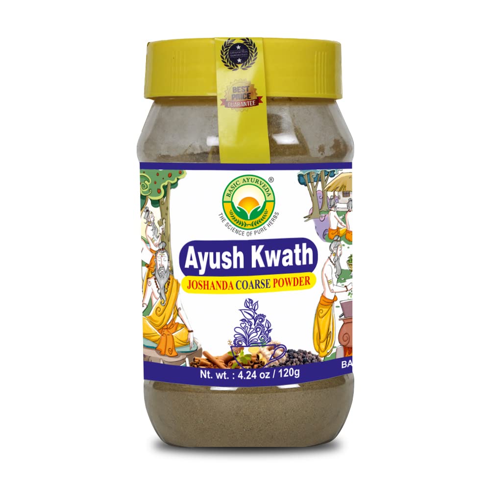 BASIC AYURVEDA Kwath Kadha Toz | 4.23 Oz (120g) | Cinnamon Ginger & Holy Basil - Herbal Tea & Hot Drink Mixes üçün Organic Ayurvedic Toz