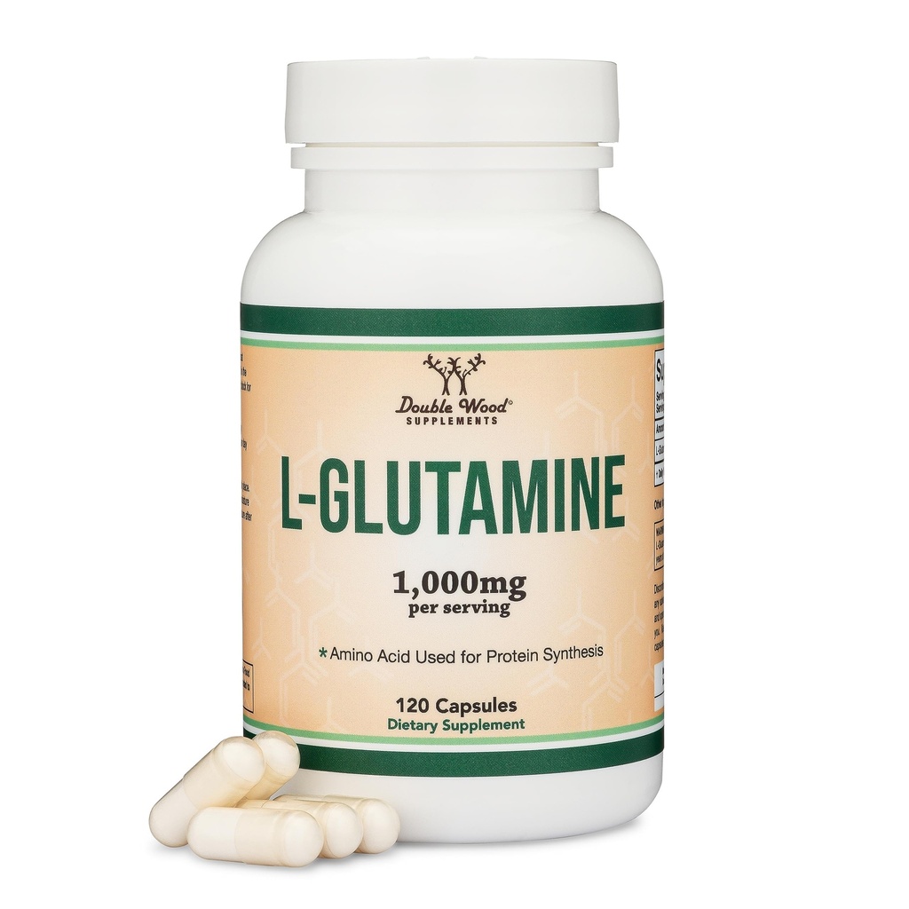 L Glutamine Capsules - (1000mg Servings, 120 Capsules) Non-GMO, Gluten Free, Keto Safe, Vegan Friendly, Third Party Tested (for Endurance and Gut Health) by Double Wood