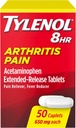 Tylenol 8 Hour Arthritis Pain Relief Extended-Release Tablets, 650 mg Acetaminofen, Reliever and Fever Reducer Medicine, Dor Oral Reliever for Arthritis & Joint Pain, 50 Count