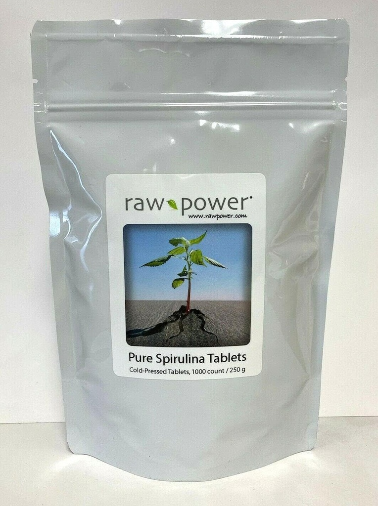 Spirulina tabletter, 1000 greve, 250mg vardera, (250 gram / 8,8 oz) 100% ren, rå, organisk, kallpressad