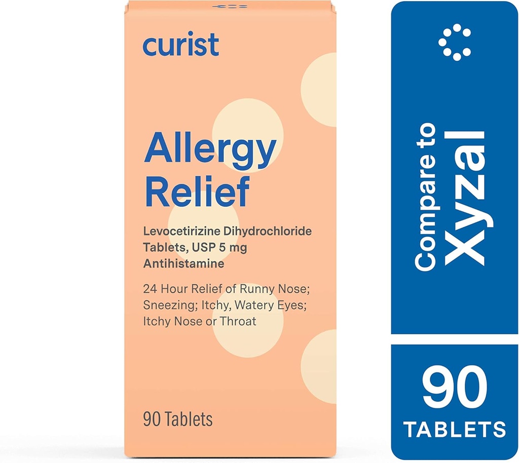 Curist - Giống như Xyzal Levocitizine 5 mg - (90 phiến đá) - Alery Pills, 24 giờ Allery - Alergy Medicine