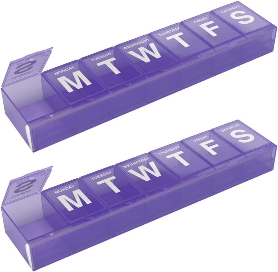 EZY DOSE Savaitės (7-Diena) pilys Organizatorius, Vaistinis dėklas, Vitaminas Planner Box, 2X- Didelės užrakinimo skyriai Saugus receptinis vaistas ir išvengti išsiliejimas, Spalvos gegužės Varas (XXL - 2 Pack)