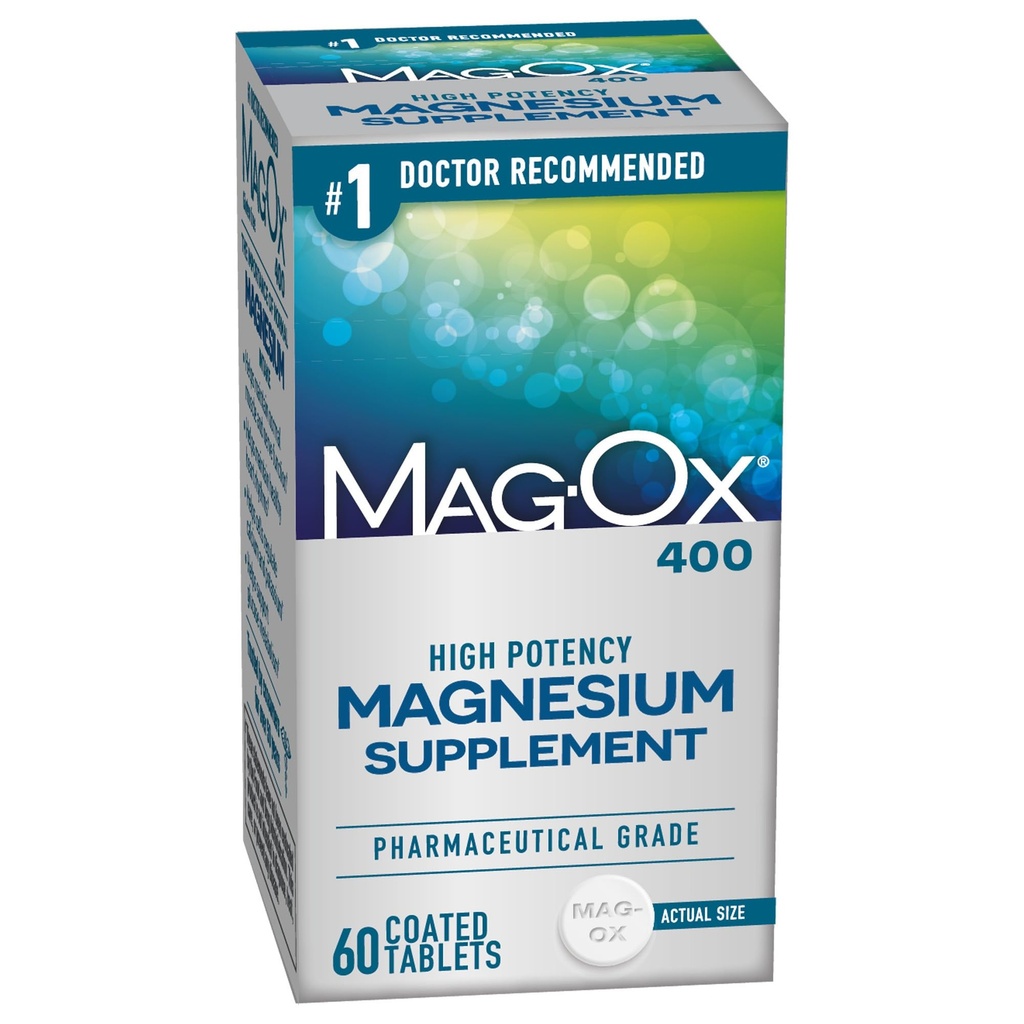 Mag-Ox 400 Magnesium Supplement, Pharmaceutical Grade Magnesium Oxide with 482 mg Per Dose, 60 Tablets