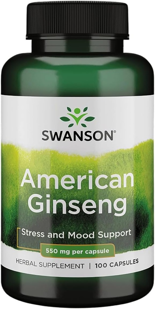 Swanson Premium Brand American Ginseng 550 Miligramy 100 Kapsle