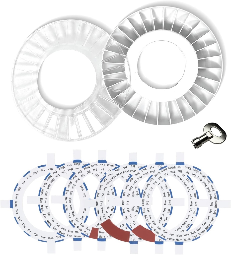 Papildus Pill Dispenser Tray ar devu gredzeniem un rezerves atslēgu TIKAI papildus zāļu organizētājs Pill organizētājs MED-E-LERT Automātiskā Pill Dispenser NAV Savietojams ar XL MED-E-LERT