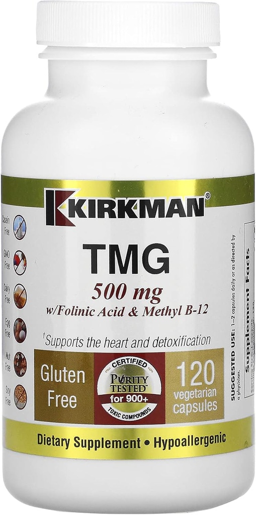 TMG (trimethylglycine) 500 mg w/folinezuur & B12 capsules - Hypo 120 capsules