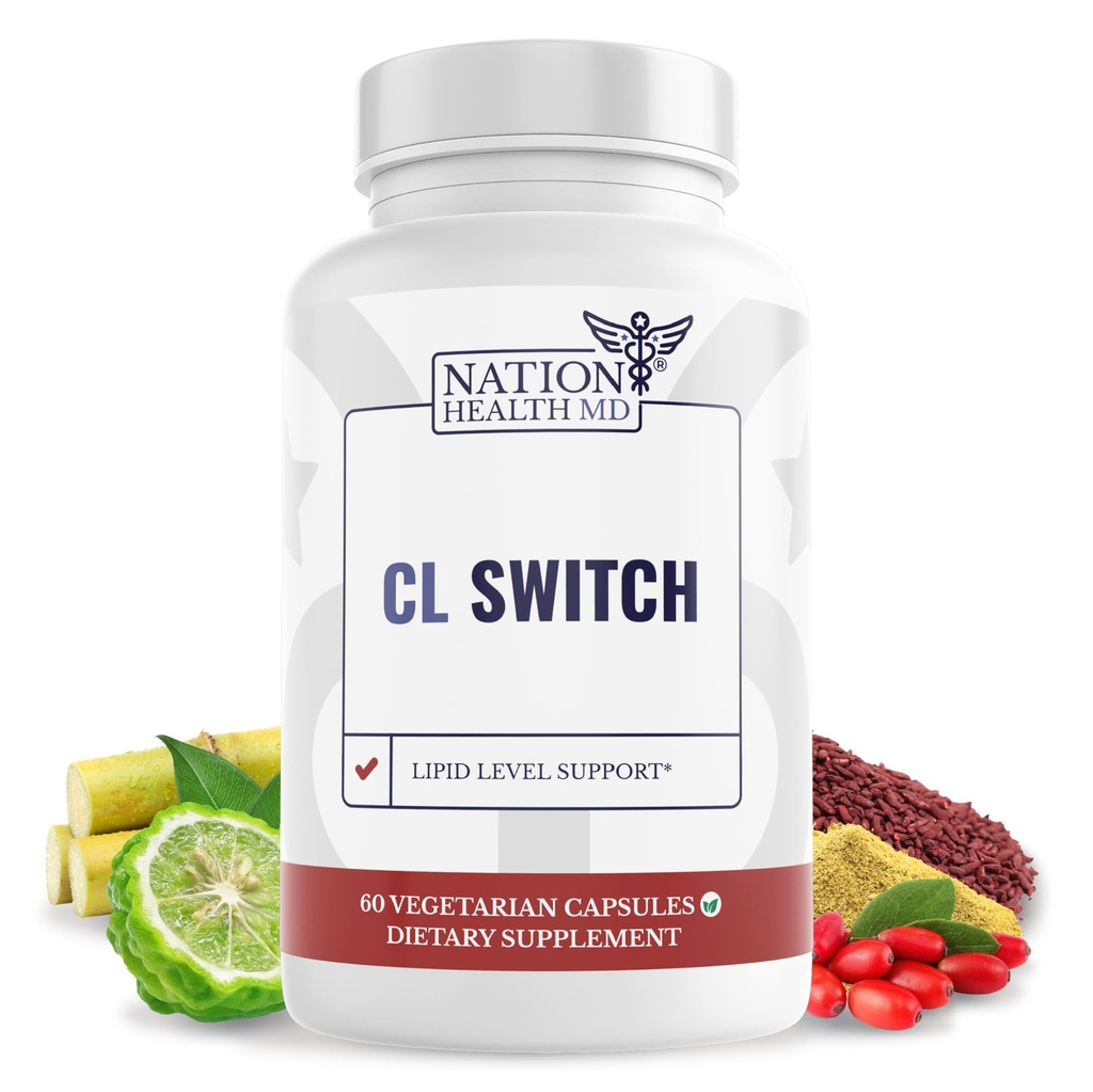 CL Switch - Citrus Bergamot Supplement for High Cholesterol Support - 500 mg Citrus Bergamot Extract, 250 mg Berberine & Red Yeast Rice - Lipid Level Support, 60 Capsule