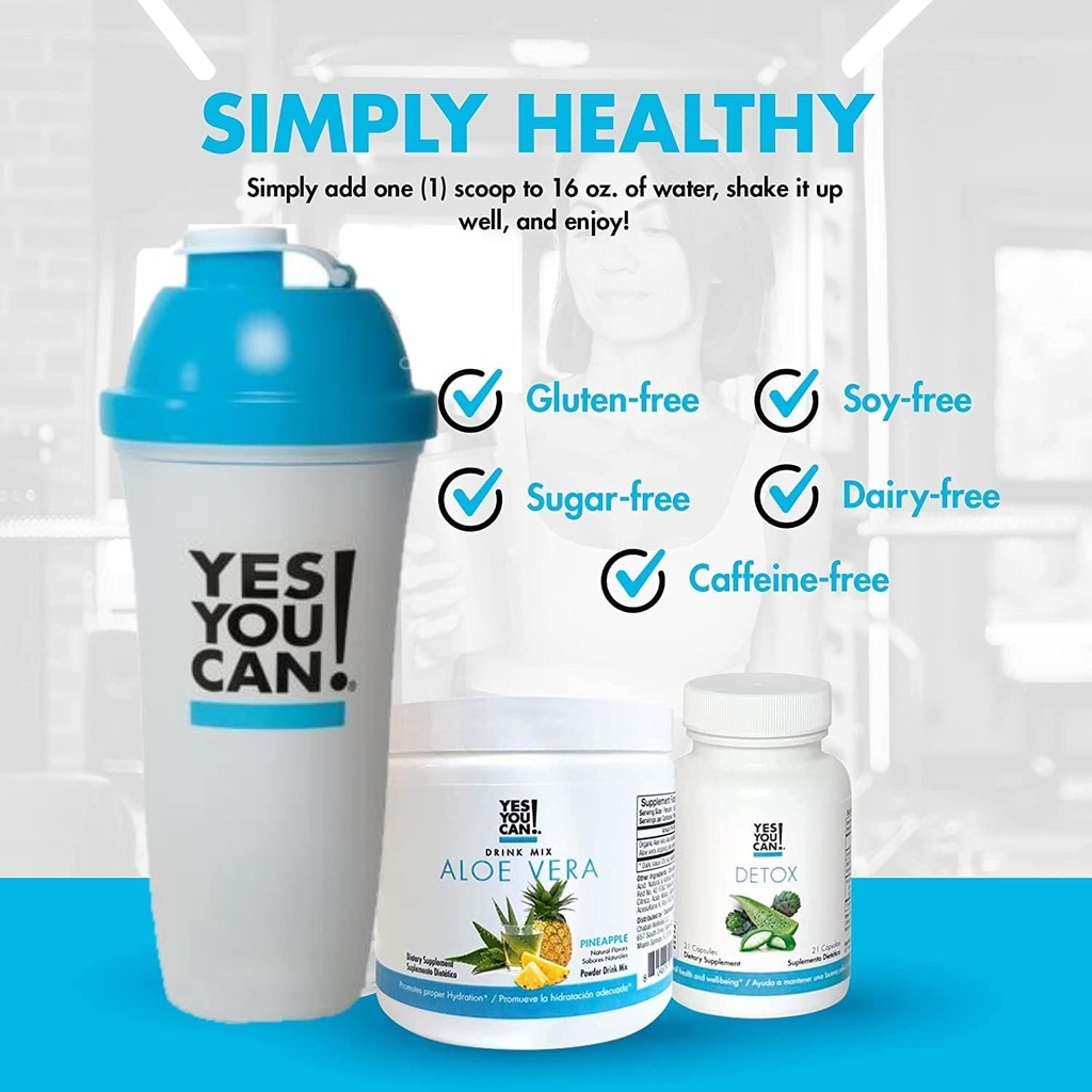 Yes You Can! Detox Kit Bundle - Includes YYC! Capsules, Aloe Vera Drink Mix, and Water Bottle, Body Cleanse Kit, Daily Cleanse and Proper Hydration with Vitamins - (Mango)