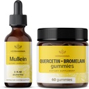 HERBAMAMA Mullein Leaf ekstrakts un Quercetin Gummies Kit - Mullein Leaf paka 2 fl oz un 800 mg Quercetin ar Bromelain Gumies - Vegan, Non-GMO, Alcohol-free - 2 iepakojumi