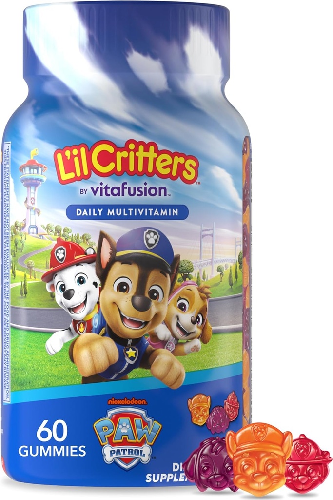 Lekail Critters Paw Ruck Gumy Vites Daily Gummmmy Multivitamin per a nens, vitamina C, D3 per a l'Imundane Implementació de Cirera, Orange i Blueber Flavors, 60 Gabytes