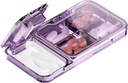 MURRI&MURRDI Pill Organizer met pil Splitter pil Cutter, pil Box Cutter voor kleine of grote pillen, kleine geneeskunde geval vitamine dispenser houder, draagbare pil Crusher voor Purse Pocket (C Paars)