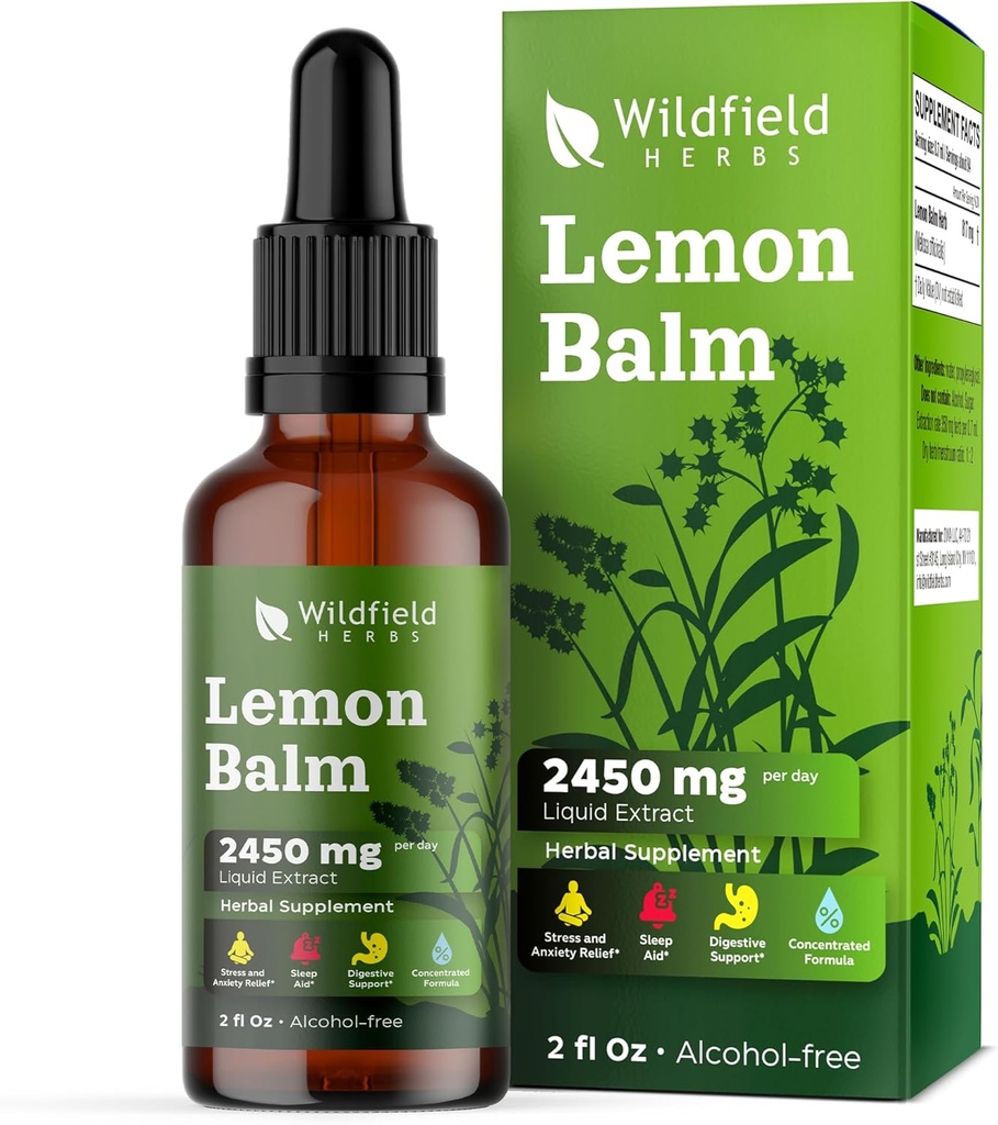 2 Lemon Balm Extract Drops Liquid 2000mg (Melissa officinalis) Билкови добавки Absorbs По-добре от капсули, 2 месеца доставка, 84 Сервизи, Алкохол-свободна Тинктура - 2 Oz, Опаковка от 2