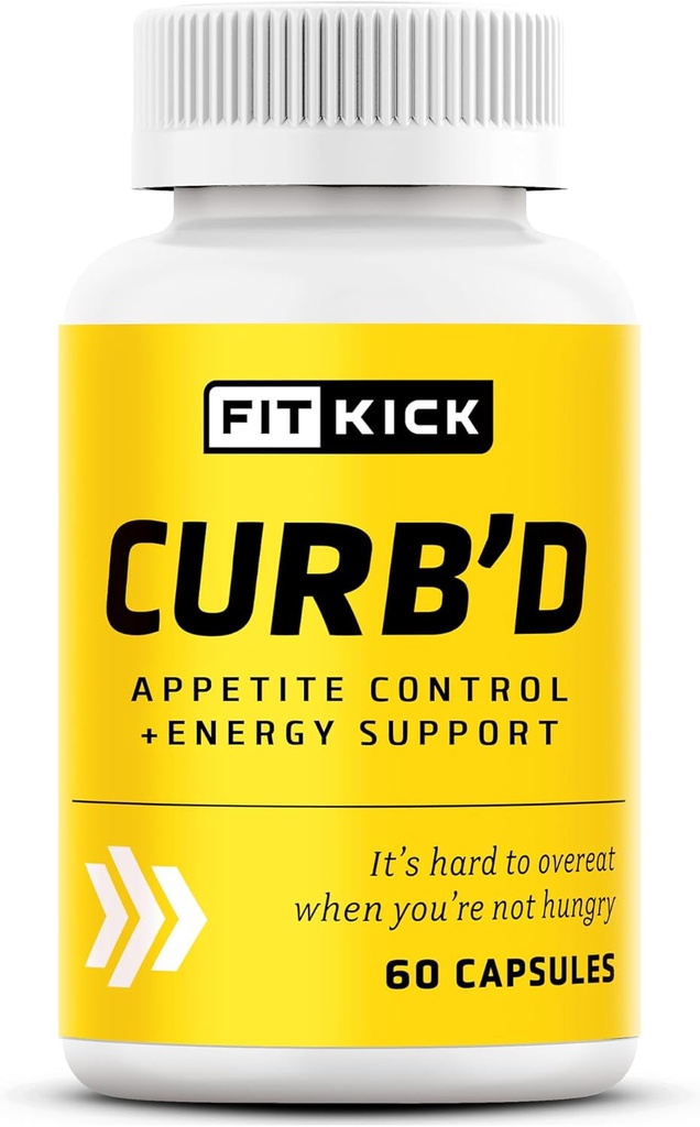 FITKICK Curb’D Capsules — Non-Prescription Appetite " Craving Support, Energy " Focus Formula with Natural Extracts - Raspberry Ketones, Green coffee Bean ' Citrus Aurantium – 60 Vegan Capsules