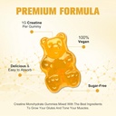 Creatine Monohydrate Gummies Muscle Strength for Men&Women, Energy Boost Pre Work Supplement - Pineapple Flavor