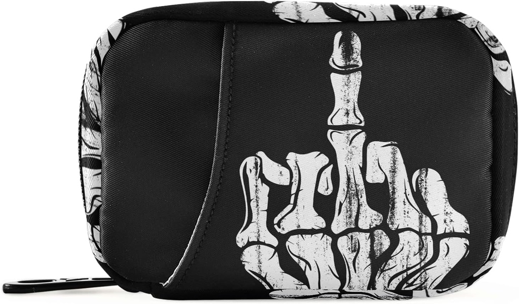 Hand Skull Pill Box 7 Día pílula pílula pílula pílula de viaxe Bag con Zipper Portable semanal tamaño compacto para o suplemento de vitamina
