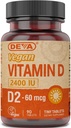 DEVA Vegan D2-vitamin 60 µg 2400 NE, Ergocalciferol kiegészítés állati összetevők nélkül, 90 tabletta, 1- Pack