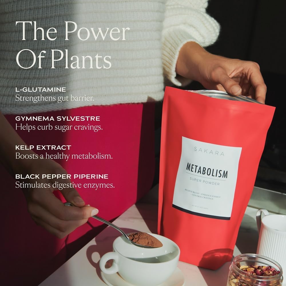 SAKARA Super Powder Paquet - Metabolisme Superowder, Chocolate i Fiber Super Powder, Consell de PineImpy - Ajuda de salut Resum amb enzys suplementaris Powder