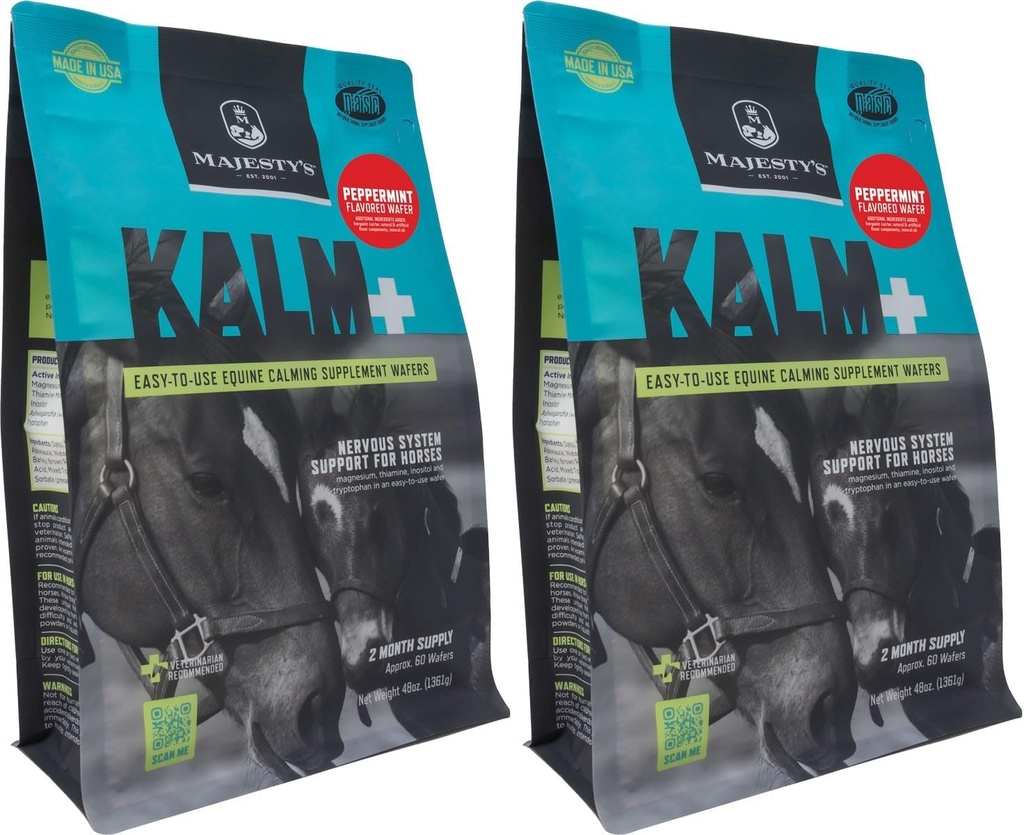 Yang Mulia Kalm + Wafers - Superior Horse / Equine Calming Suplement (Peppermint, 2 Pack (120 Cacah Total))