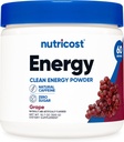 Nutricost Energy Drink Powder (Grape) (60 Servings) - Suplement do ćwiczeń z aromatami naturalnymi - Nie-GMO, Gluten- Free