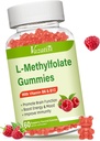 L-Metilfolat 15 mg Gummies cu metil B12, Folate Supplement for Mood, Brain Health, Immune Support, Raspberry Flavor, 60 Count