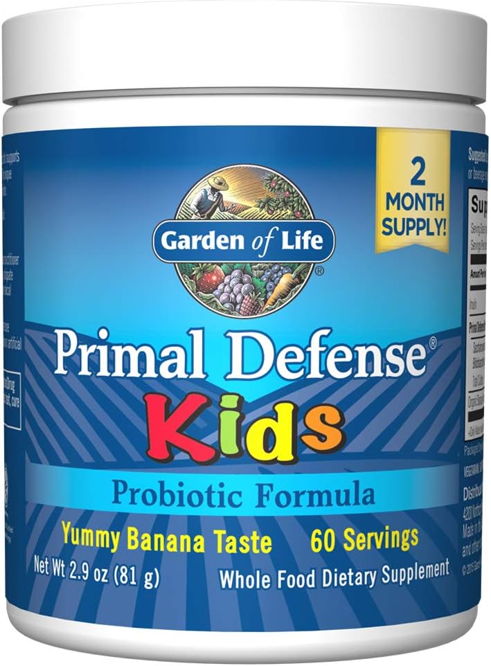 Garden of Life Whole Food Probiotic for Kids - Primal Defense HSO Probiotic Formula Kids Dietary Supplement, 2.9oz (81g) Vegetarian Powder