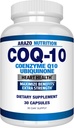 Arazo Nutrition CoQ10 Ubiquine Coenzyme Q10-200g Elumumumum High Nutrial suplementari - alta aviació Capules amb Noy