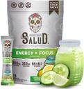 Salud 2-in-1 Energy Drink Toz + Focus, Cucumber Lime, Organic Caffeine, B6 + B12, Theanine, Clean Energy Drink Packets, Agua Fresca Mix, Non-GMO, Gluten Free, Vegan, Sugar 1g, (15 Xidmətlər)