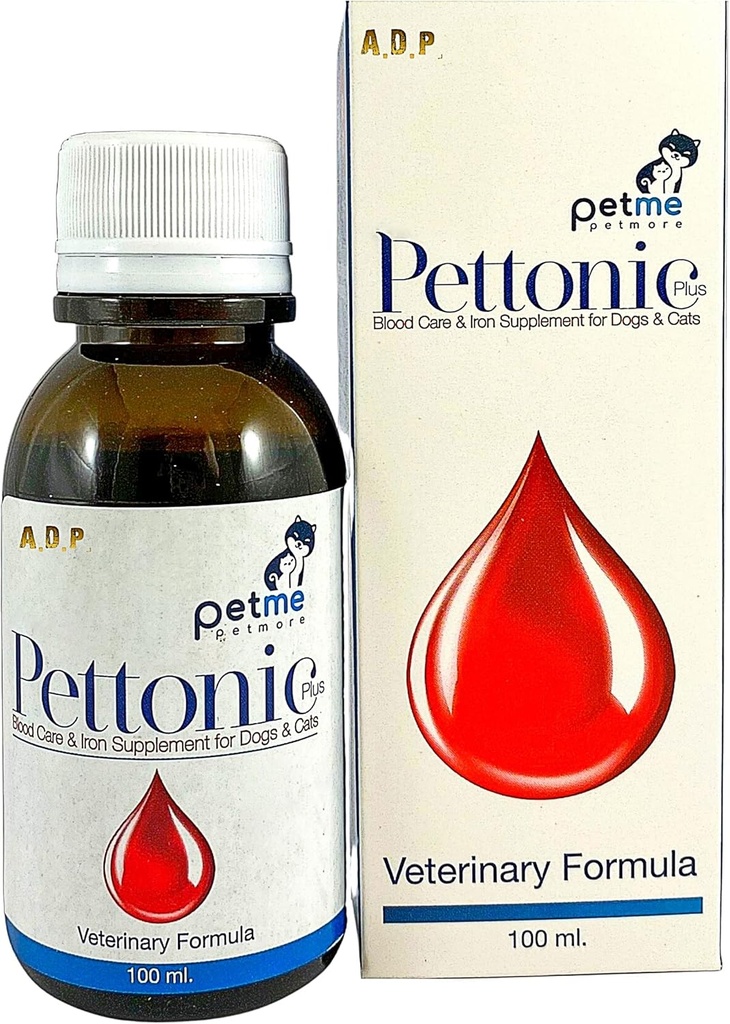 PETTONIC 100 ML. Tonic Pet Booster Liquid Dog Blood Support İdmanlar üçün Iron Supplement & Cats Puppies Kitten Food Multi Vitamins Folic B6 B12 Red Blood Cell, Fast Artan Enerji & İmmunity