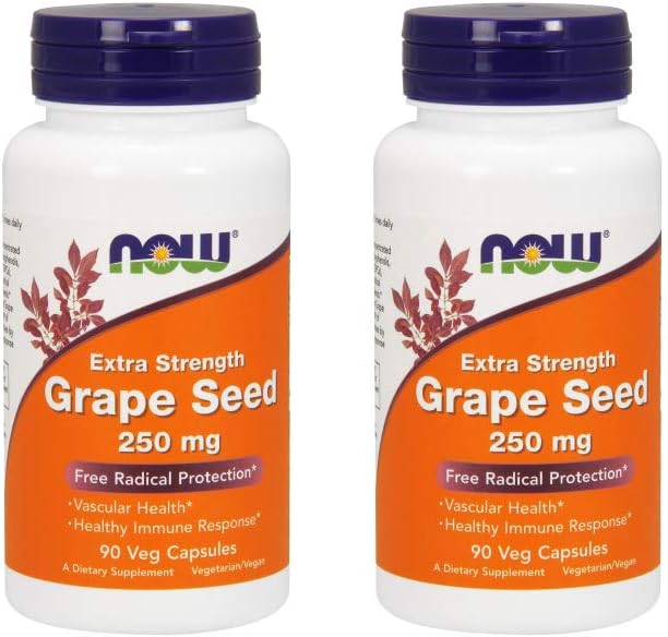NOW Foods Grape Seed Extract 250mg, 90 Vcaps - (verpakking van 2)