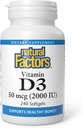 Naturliga faktorer - vitamin D3 2000 IE, stöder hälsosamma ben, 240 mjuka gels
